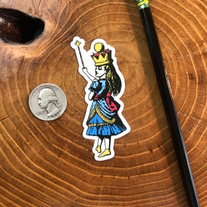 Queen Alice in Wonderland Sticker Hand Cut Handmade Die Cut Decal | Waterproof Laptop Water Bottle Car Phone Vintage Cartoon Book Character
