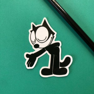 Felix the Cat Bowing Cartoon Handmade Die Cut Sticker Decal | Waterproof Laptop Water Bottle Car Phone Sticker Vintage Cartoon Character