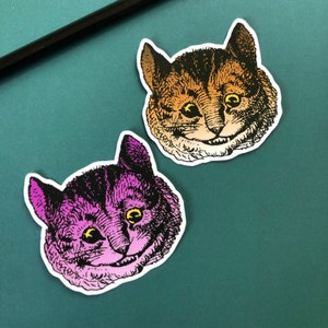 Cheshire Cat Alice in Wonderland Handmade Die Cut Sticker Decal | Waterproof Laptop Water Bottle Car Phone Vintage Cartoon Book Character