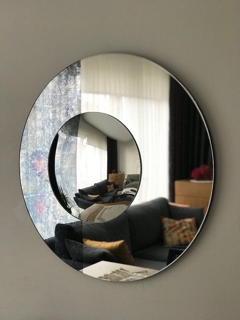 Navy Blue Mirror Antique Mirror Blue Mirror Convex Antiqued Etsy