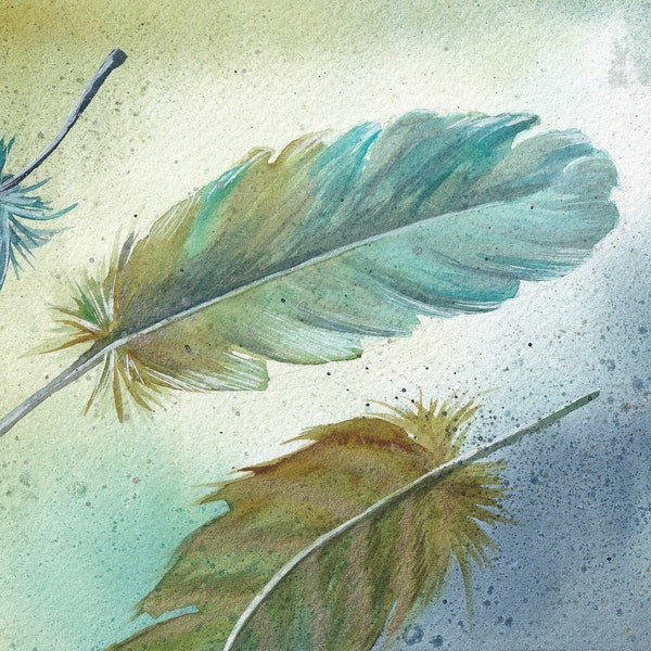 Plumes - Aquarelle Originale