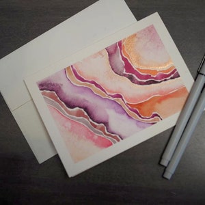 5-Pack Abstract Geode Cartes d’aquarelle - Rose