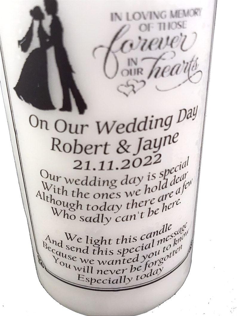 Wedding Memorial Absence Candle Personalised remembrance In loving memory of loved ones image 3