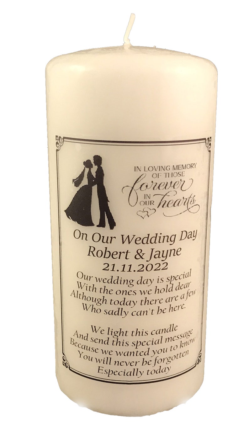 Wedding Memorial Absence Candle Personalised remembrance In loving memory of loved ones image 1