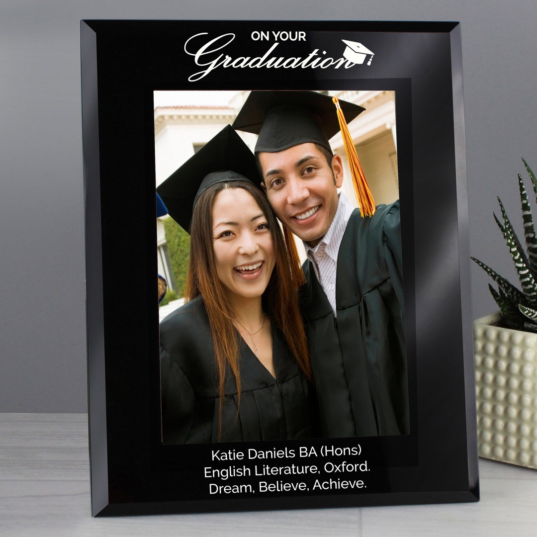 Black And Silver Graduation Photo Frame – 6x4 Inch Portrait, Freestanding (FA15646)