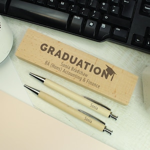 Graduation Personalised Gift Graduation Wooden Pen & Pencil Box Set