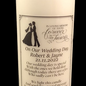 Wedding Memorial Absence Candle Personalised remembrance In loving memory of loved ones image 2