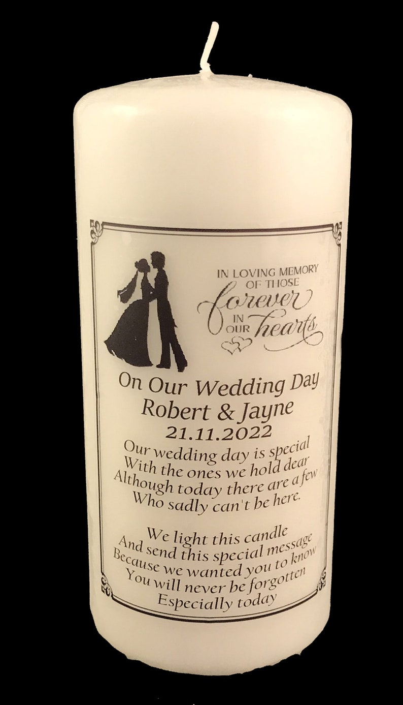 Wedding Memorial Absence Candle Personalised remembrance In loving memory of loved ones image 2