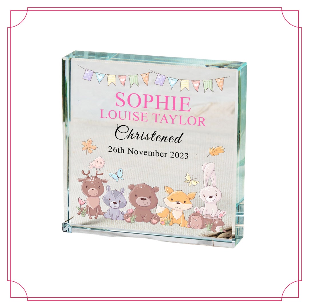 Christening Baby Girl Glass Paperweight Personalised Gift Etsy