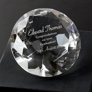 Graduation Personalised Gift Crystal Glass Diamond Paperweight