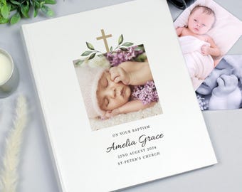 Personalised Christening or Baptism Photo Album with Cross Design