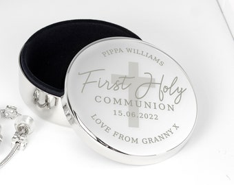 First Holy Communion silver plated Trinket Box  personalised gift