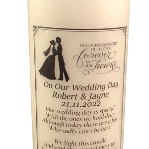 Wedding Memorial Absence Candle Personalised remembrance In loving memory of loved ones image 5