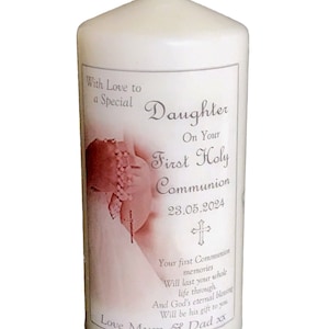Daughter First Holy Communion Candle Personalised Gift Keepsake
