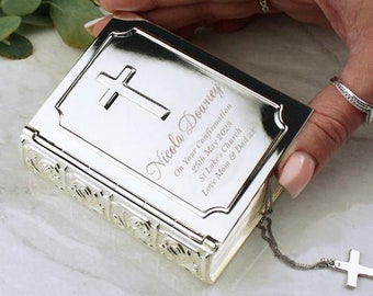 Personalized Confirmation Gift: Silver Bible Trinket Keepsake Box
