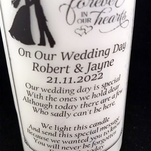 Wedding Memorial Absence Candle Personalised remembrance In loving memory of loved ones image 4