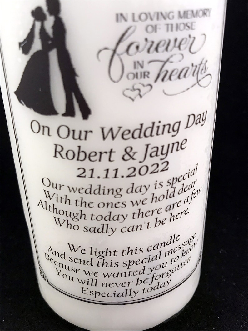 Wedding Memorial Absence Candle Personalised remembrance In loving memory of loved ones image 4