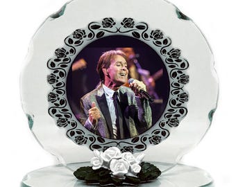 Cliff Richard  Photo Cut Glass Plaque collectible Gift