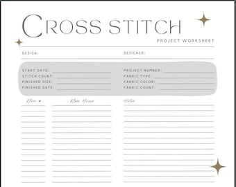 Cross Stitch Printable Planner Sheets – Modern Star – Letter Size