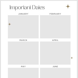 Printable Important Dates – Modern Star – Letter Size