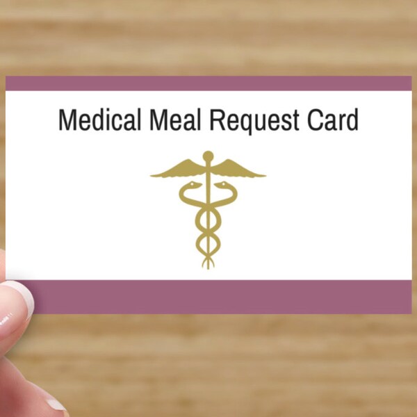 Bariatric Weight Loss Surgery Standard Medical Meal Request Card