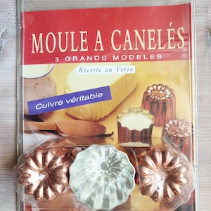 3 Moule a Caneles en cuivre France Canelé bizcocho, moldes para hornear envasado original Moldes para pastelería Kitchenalia 1950