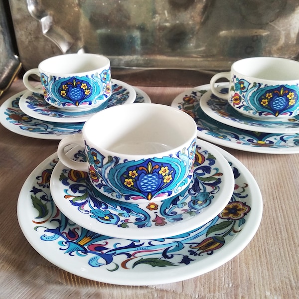 Kaffeegedeck Milchkanne Zuckerdose mit Deckel aus der Serie IZMIR von Villeroy Boch 1973 Design von Christine Reuter 70 er Jahre