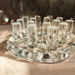 Stövchen Vintage Midcentury Modern Glass Design Georgshütte Heavy Glass Tea Pot Warmer 1970&#39;s West Germany 1970 Hand Cut Crystal