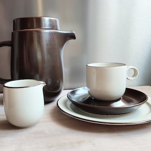Rosenthal Kaffee SET for 4 Personen Terra Campagna modernes lineares Design von Wolf Karnagel, Porzellan Made in Germany TOP Zustand