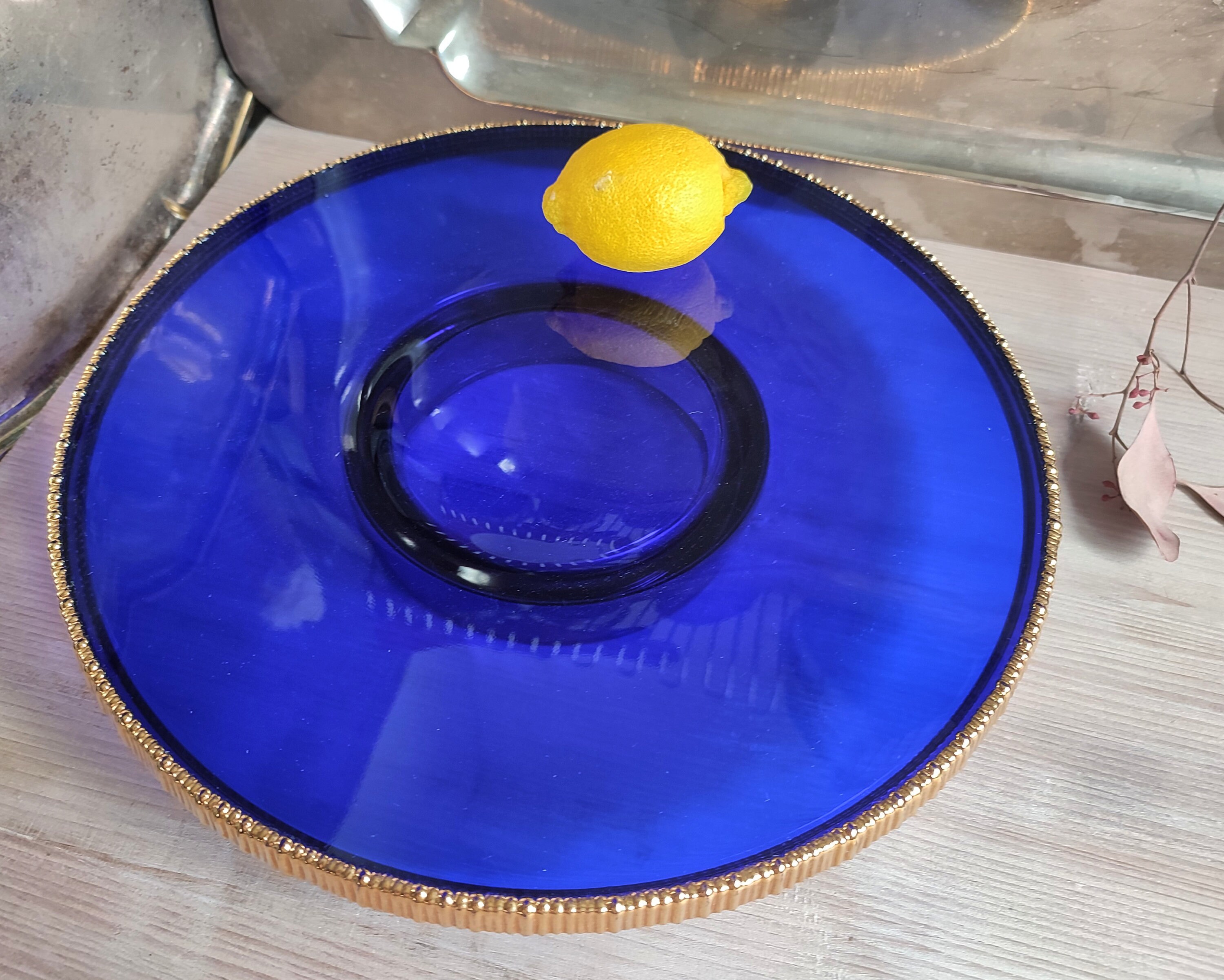 Runde glas servierplatte
