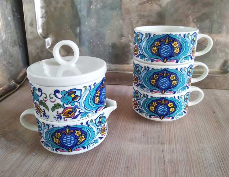 Coffee set milk jug sugar bowl with lid from the IZMIR series by Villeroy Boch 1973 design by Christine Reuter 70s image 10
