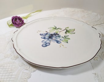FRUTTA Old beautiful &quot;grapes&quot; cake plate round plate Ø 30 cm Villeroy & Boch vintage blue