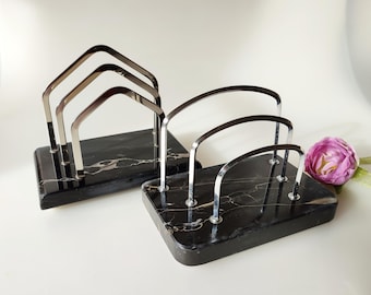 Antique marble tray in black and chrome for cards letters stand for desk organizer office utensils office supplies to choose from