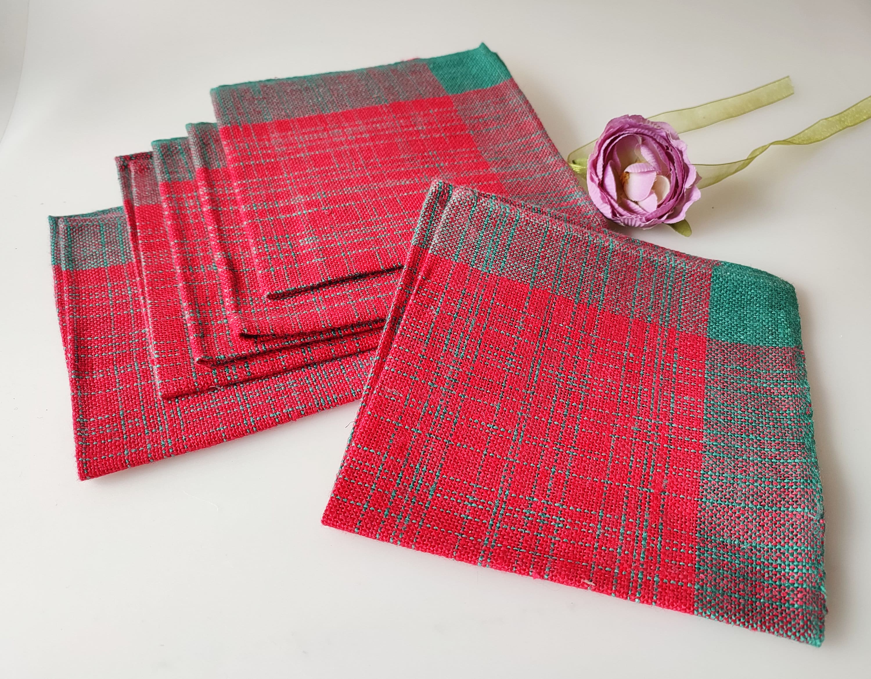 Life By Cotton Servietten – 12 Stück, Kariert Rot-weiß, 45,7 X 45,7 Cm, 100 % Baumwolle