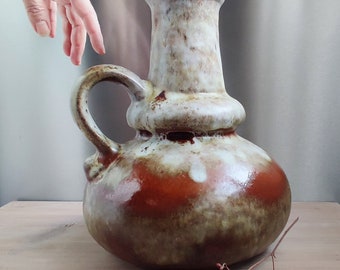 Jopeko Vase, Fat Lava and Rough Glaze, in Brown and Beige, Square