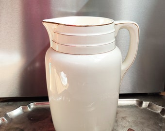 WASH PITCHER! Antique handle jug large jug washing jug with gold rim 1840 years manufacturer Staffel Germany