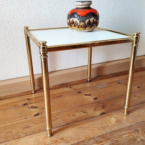 Side table brass with white top square vintage furniture 70s 80s solid version freshly polished!