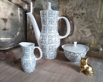 Tapio Wirkkala Jug Series Finlandia, Rusticana Grey, Coffee, Finlandia 3185 decor 2072Porcelain Germany, 1960&#39;s Vintage