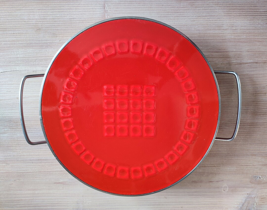 Retro Enamel SILIT Hot Plate Coaster in RED 70s Vintage Design Mid