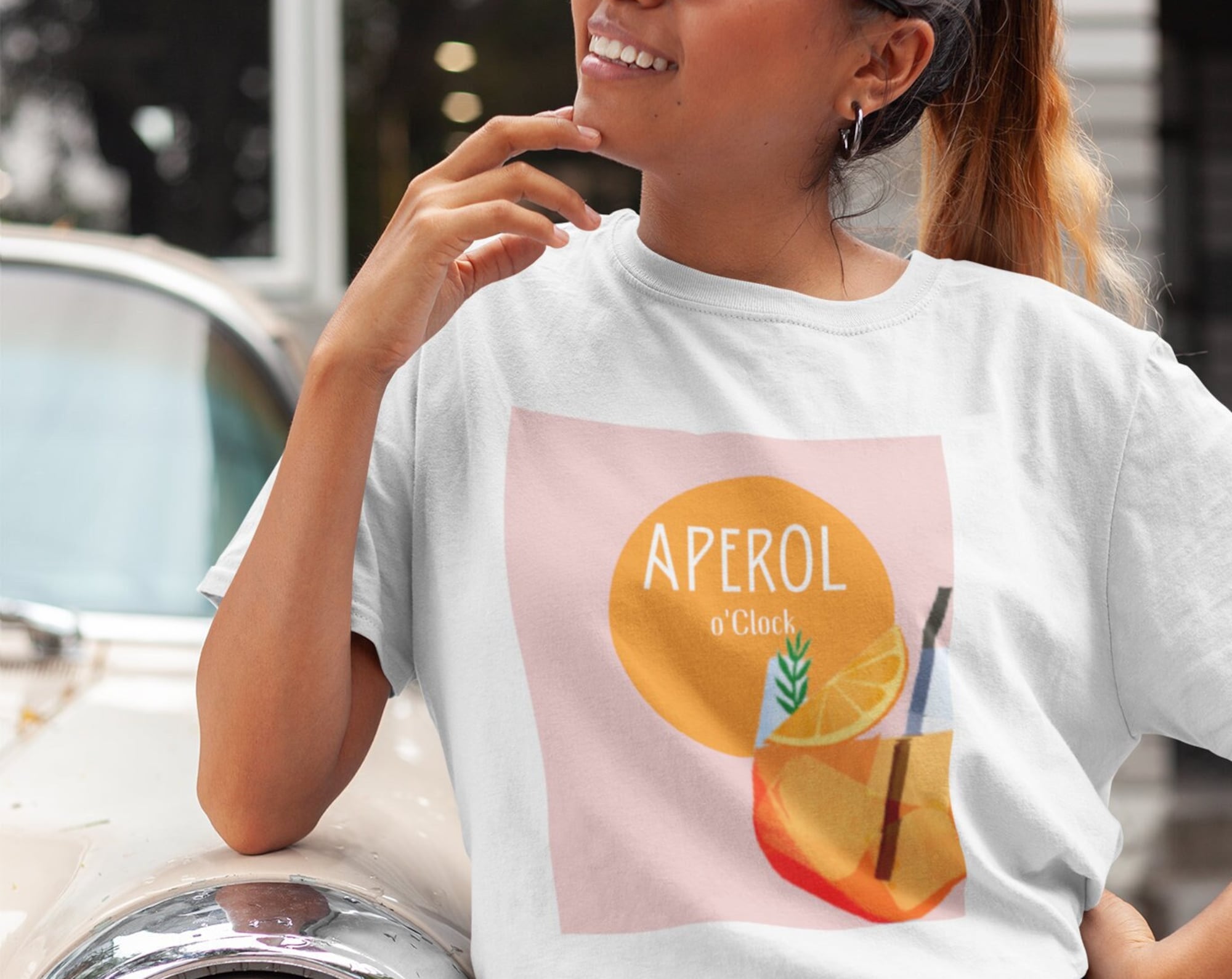 Discover Cocktail Print Aperol Lover Minimalist T-shirt