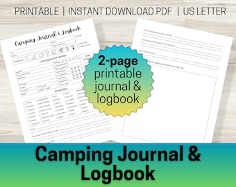 Camping Journal & Log Book | Travel Journal | Campground Logbook | RV, Tent Camping, or Glamping | Printable PDF