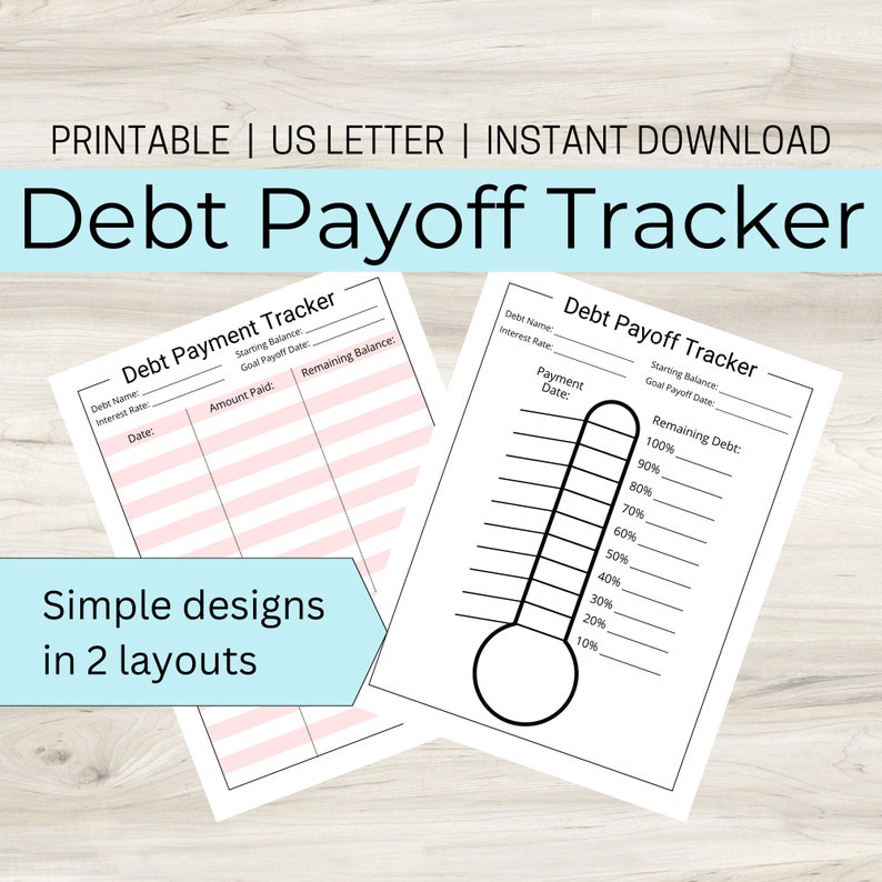 Debt Payoff Tracker Printable Debt Tracker Debt Payment Tracker Debt