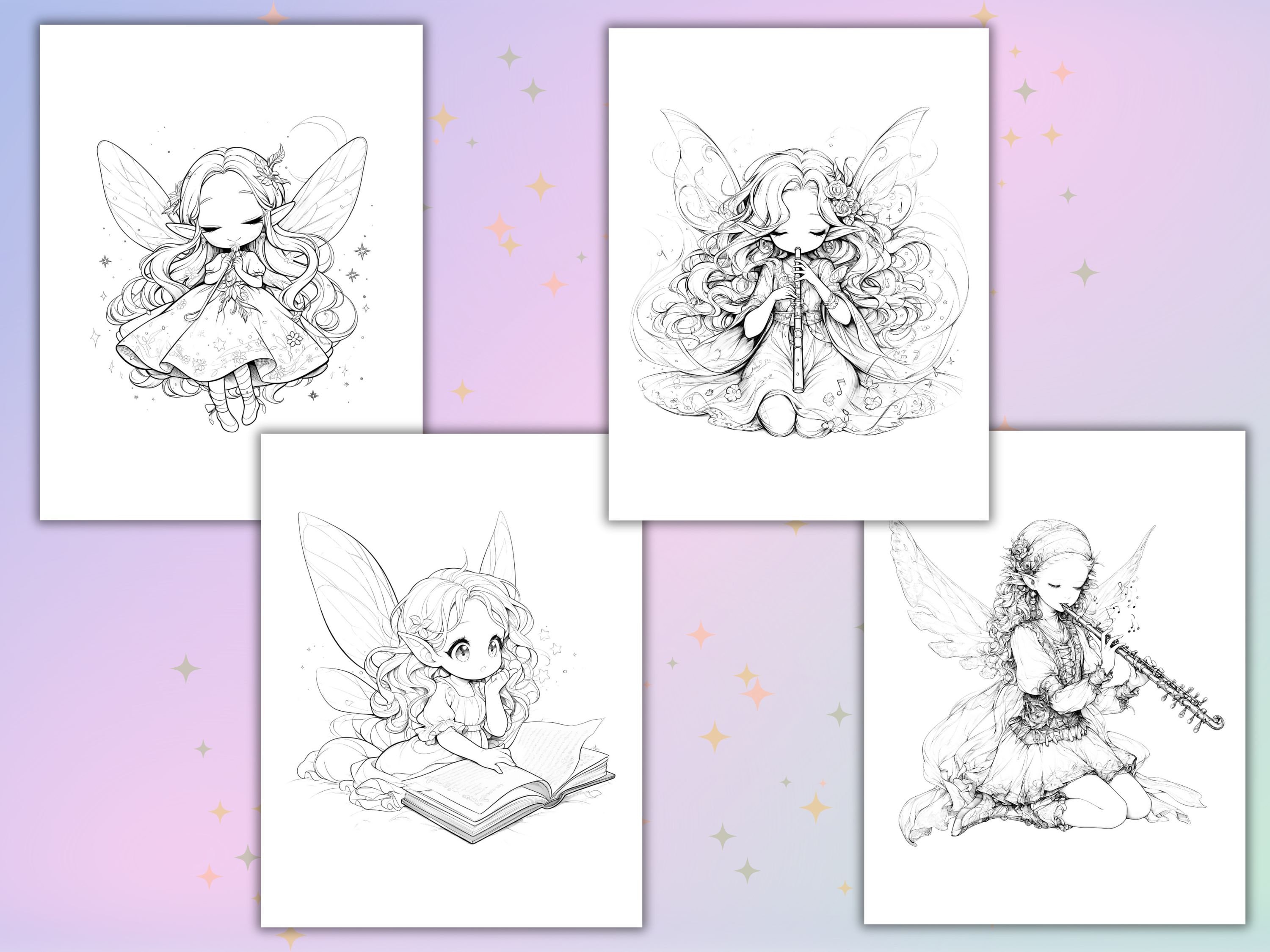 Whimsical Fairy Coloring Pages, Cute Fairies, Fairy Houses, Butterflies