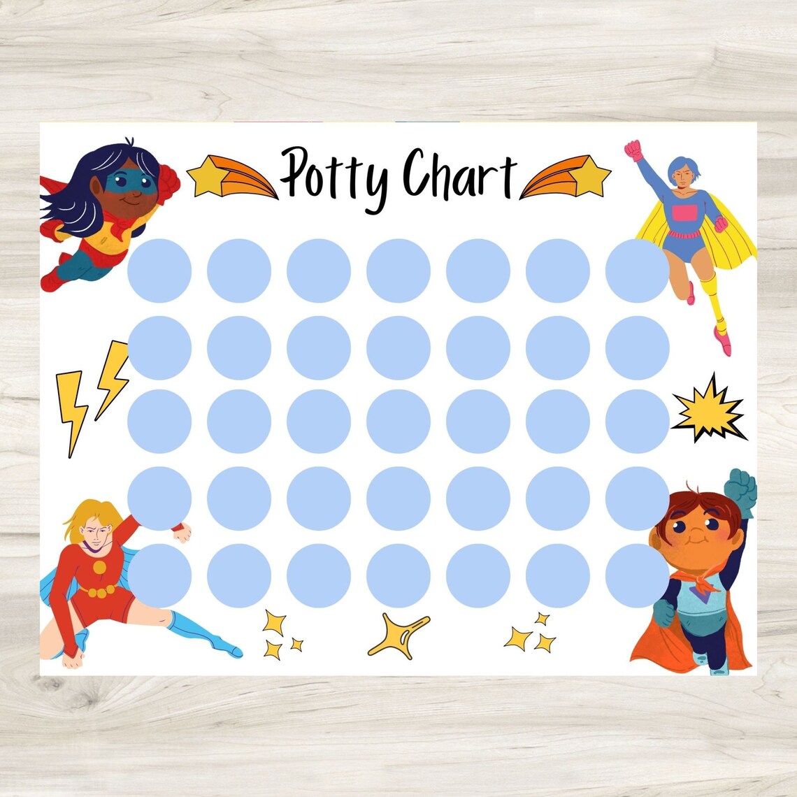 Potty Charts for Girls, 6 Printable Potty Charts for Kids, Potty Training Chart, Digital ...