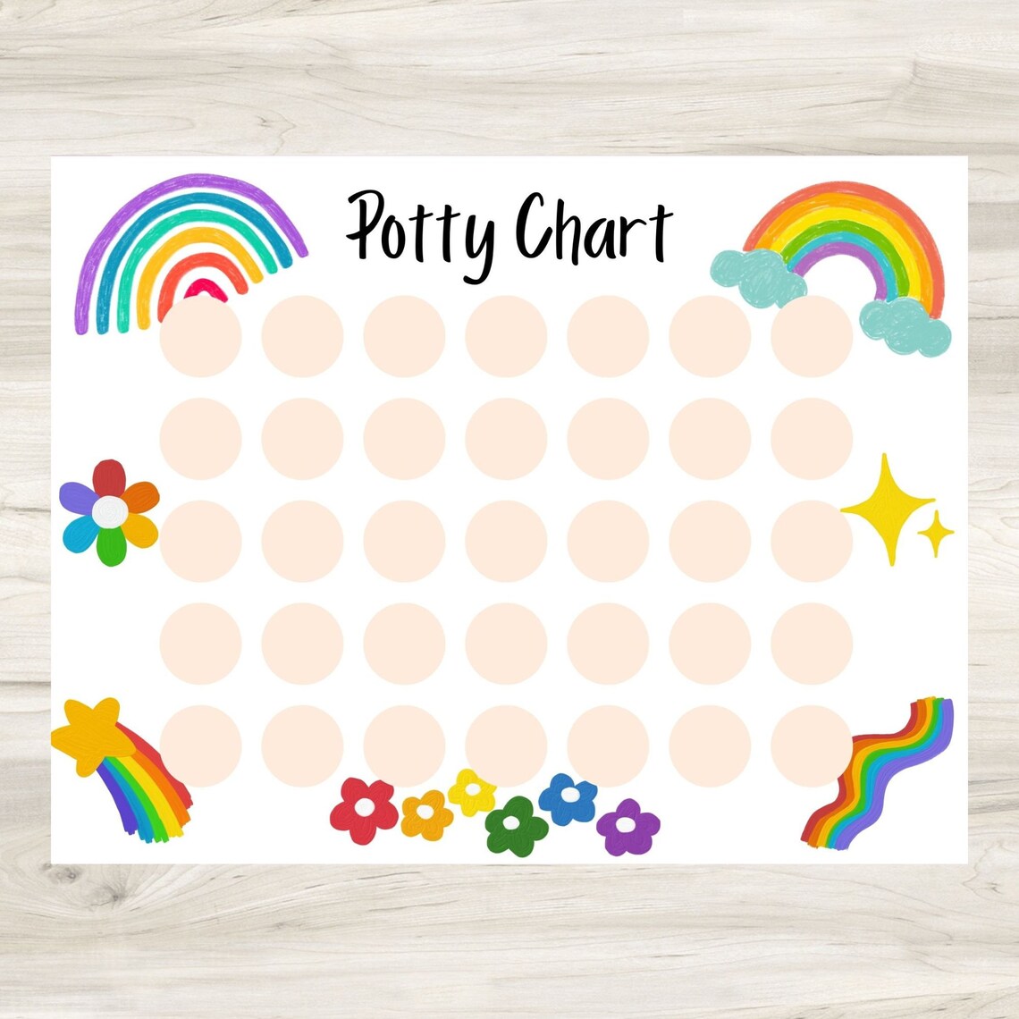 Potty Charts for Girls, 6 Printable Potty Charts for Kids, Potty Training Chart, Digital ...
