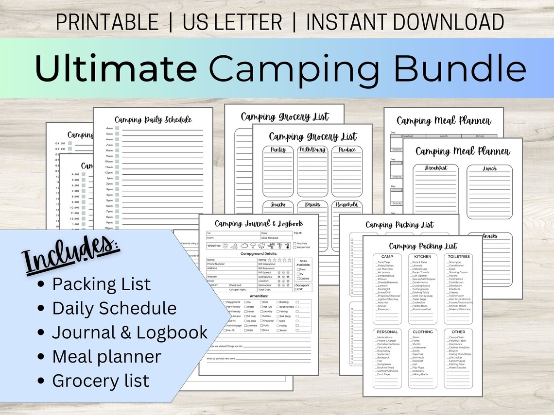 Camping Information Log Book Interior. Interior Of A Notebook. Camp