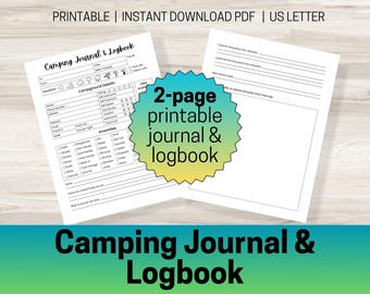 Camping Journal & Log Book, Camping Journal Pages, Travel Journal, Campground Logbook Printable, Great for RV, Tent Camping, or Glamping