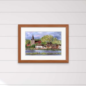 Bosham Village watercolour painting fine art giclee print by Svetlana Aslezova, various sizes, unfarmed