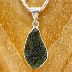 Genuine Moldavite Rough pendant 100% Natural With Certified Gemstone From Czech Republic 925 Sterling Silver Handmade Designer Jewelry image 3