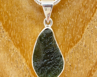 Genuine Moldavite Rough pendant 100% Natural With Certified Gemstone From Czech Republic 925 Sterling Silver Handmade Designer Jewelry